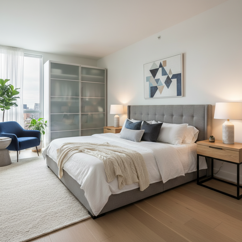 Image showing the components of a contemporary bedroom.