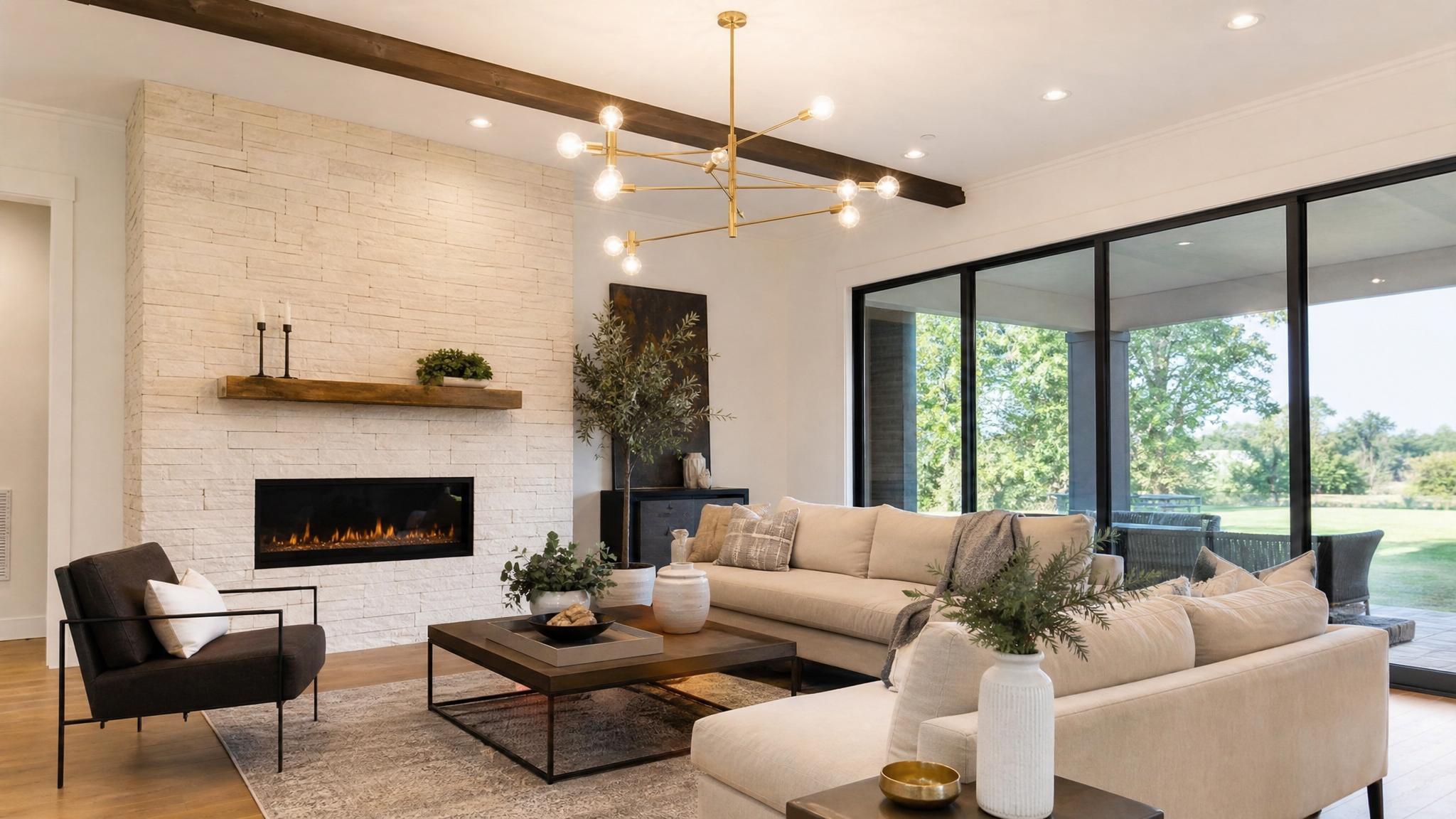 Image of modern light fixtures in a living room