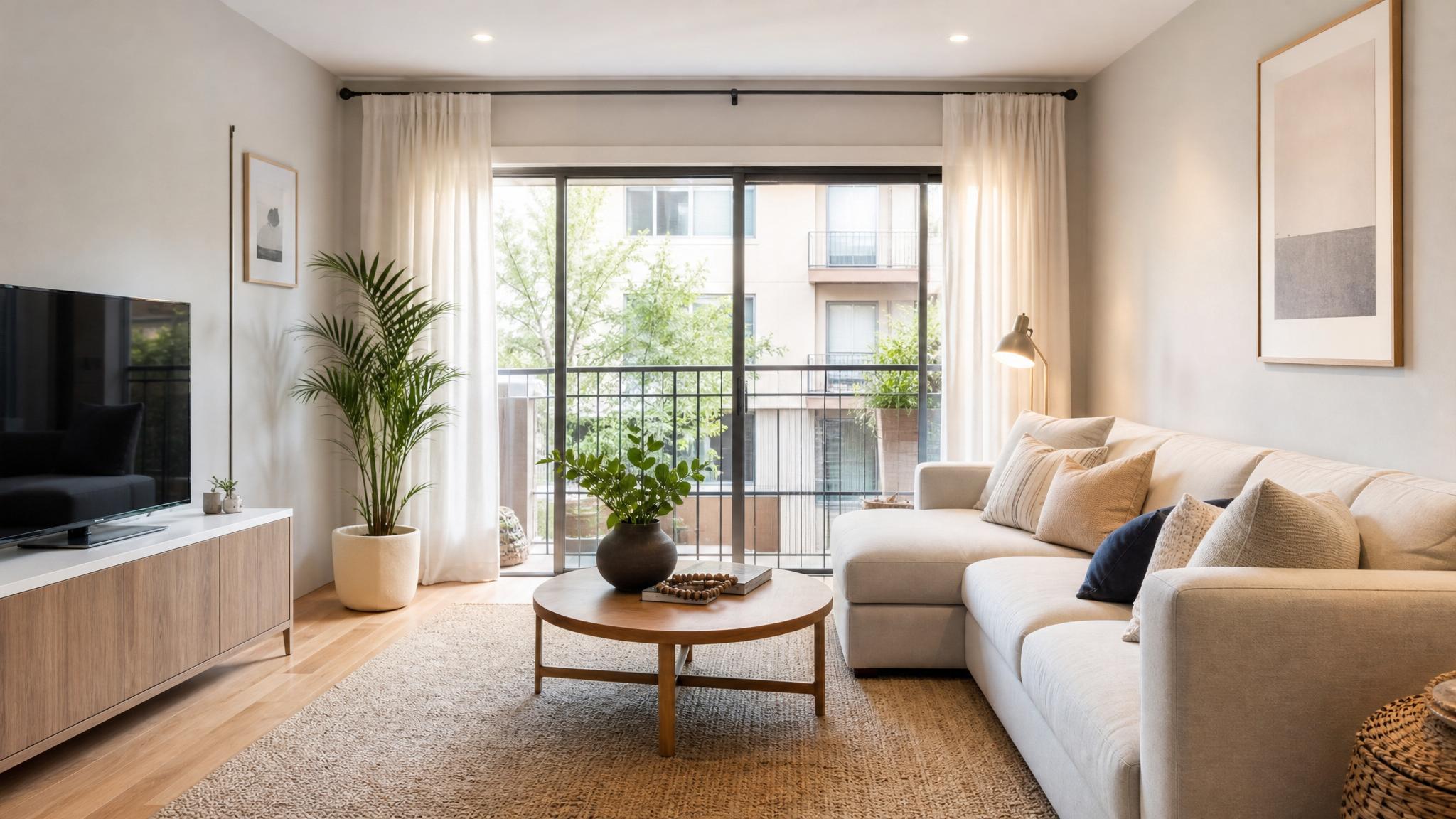Image of a decluttered small living room