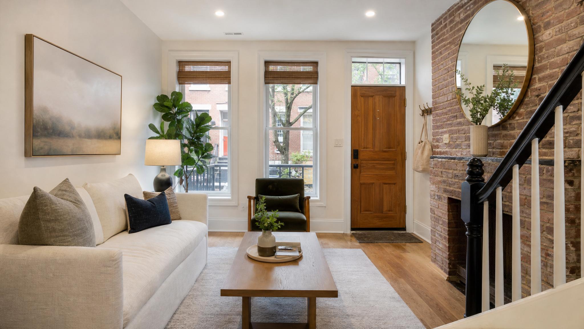 After image of a small living room in a townhouse