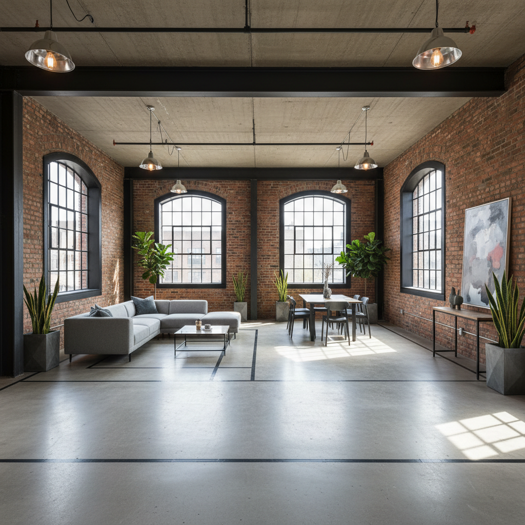 Placeholder for furniture arrangement in industrial style