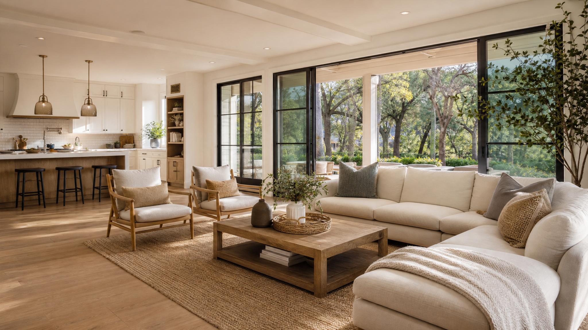 Stunning open-plan living room showcasing light and space