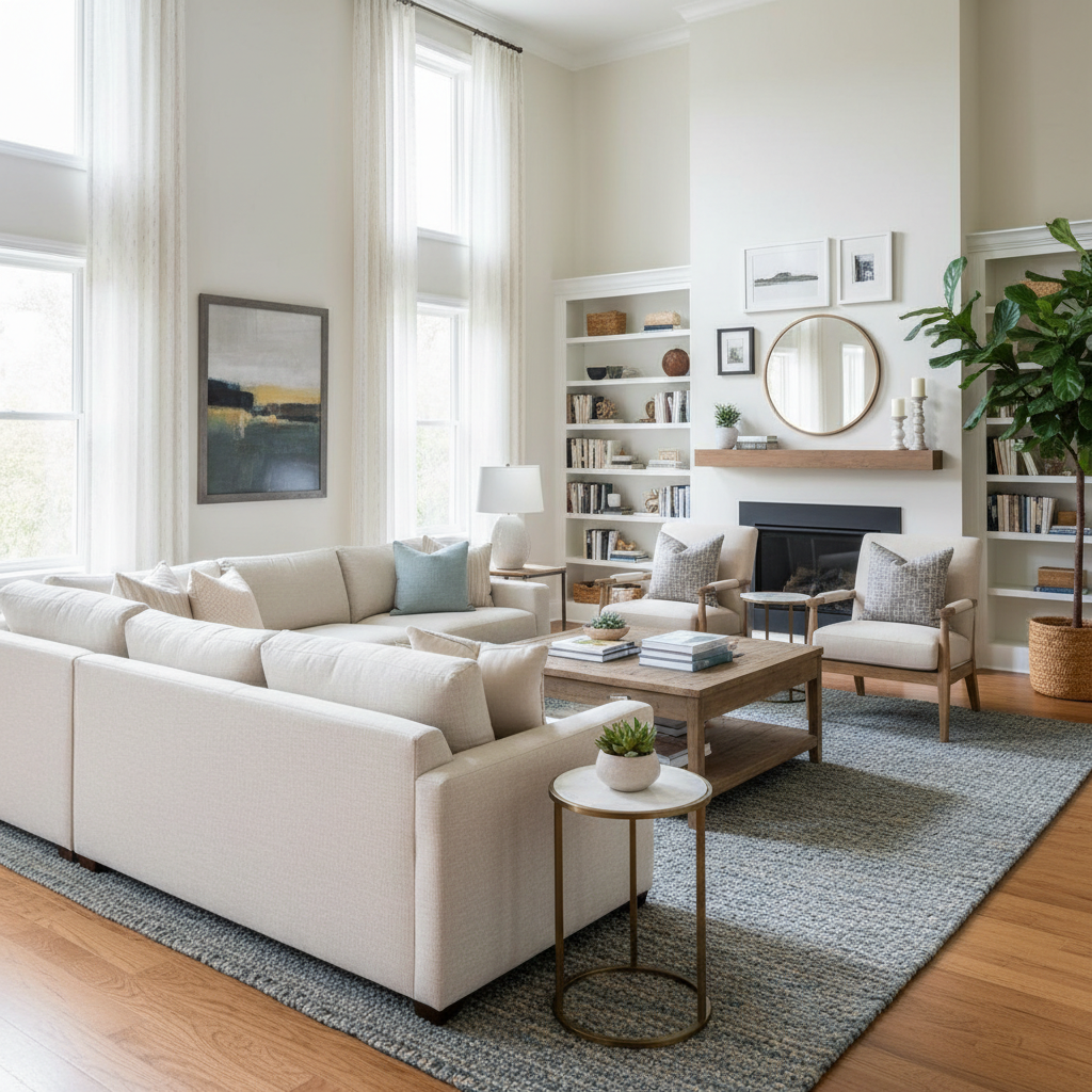 Example of a well-staged living room for real estate