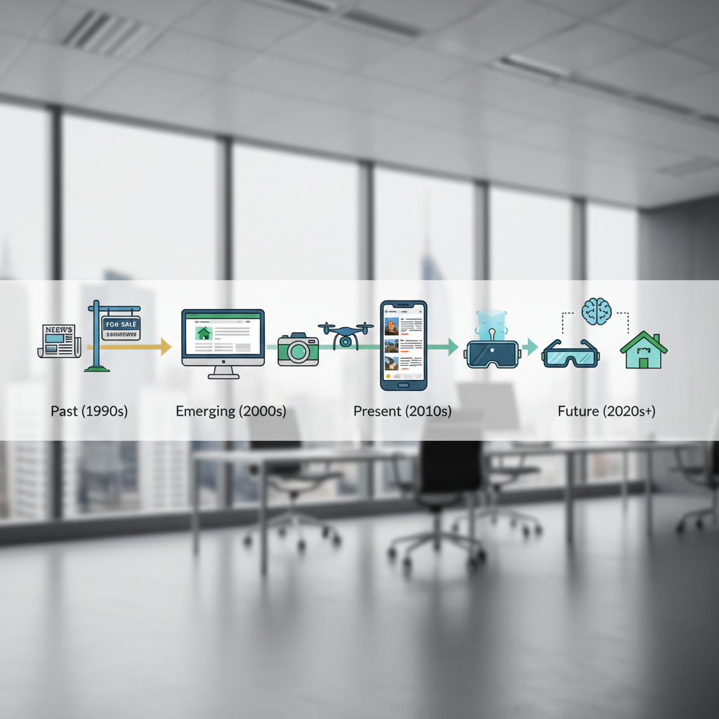 An infographic showing the evolution of real estate marketing trends.