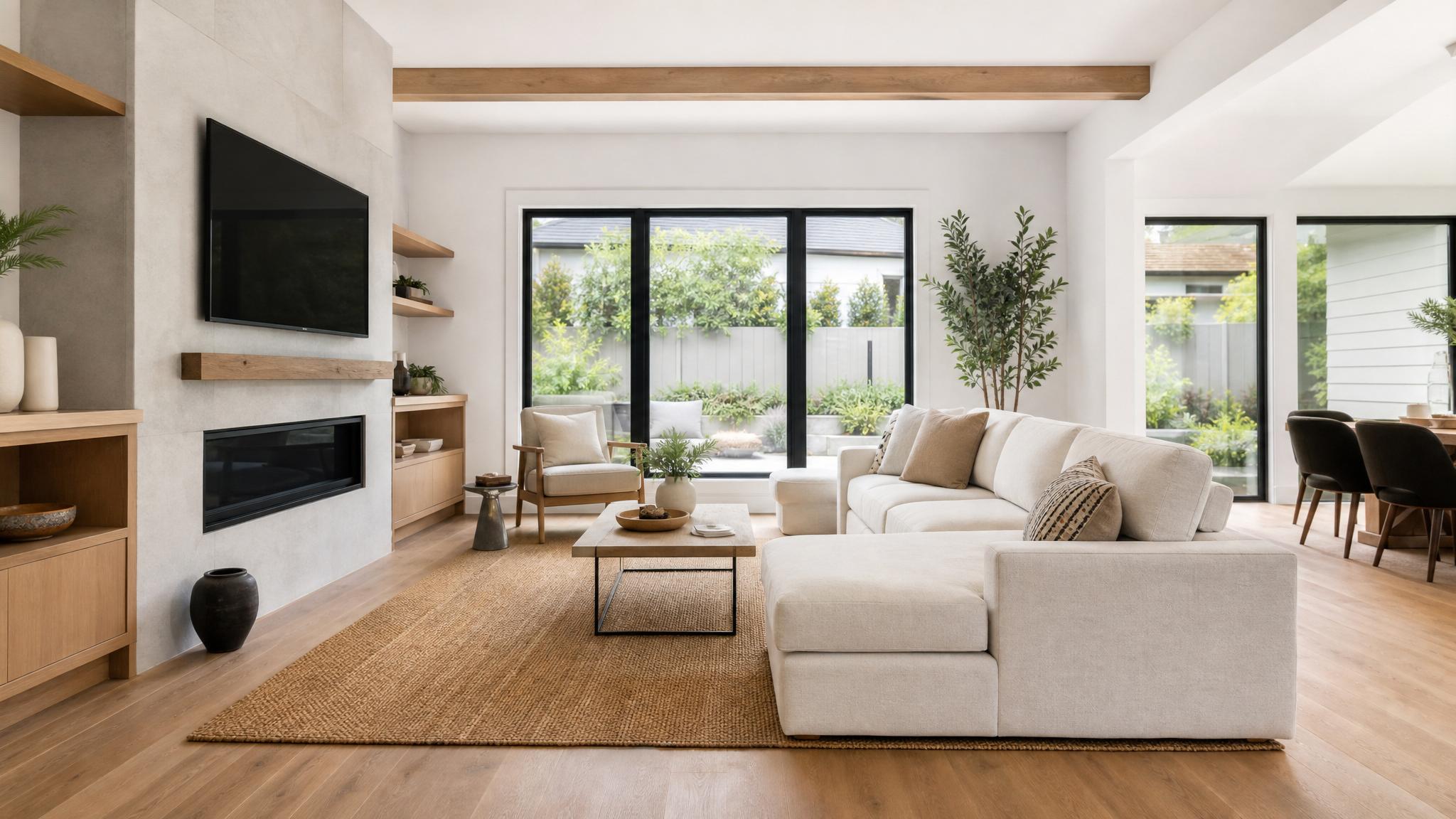 After image of a minimalist designed living room