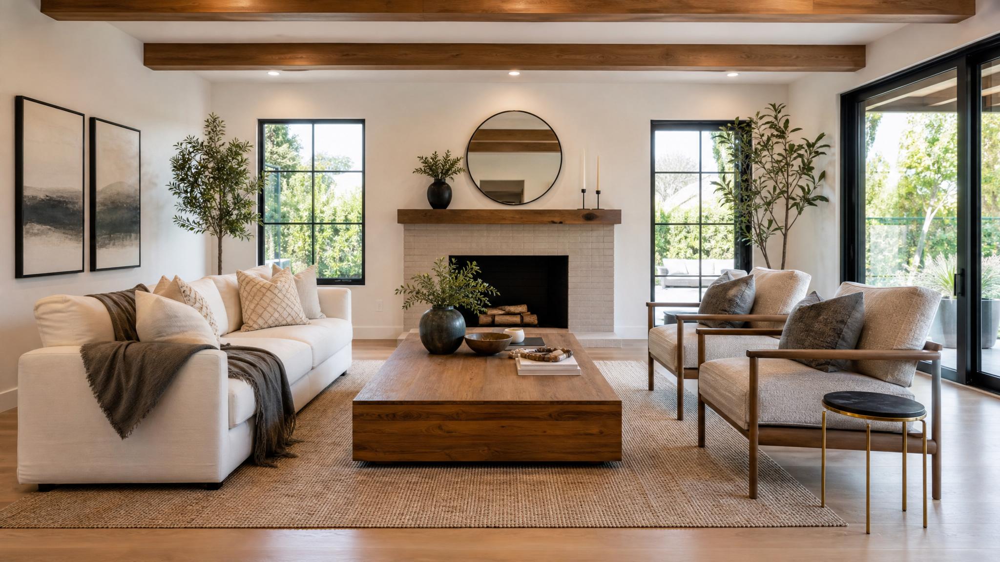 After image of a transformed contemporary living room