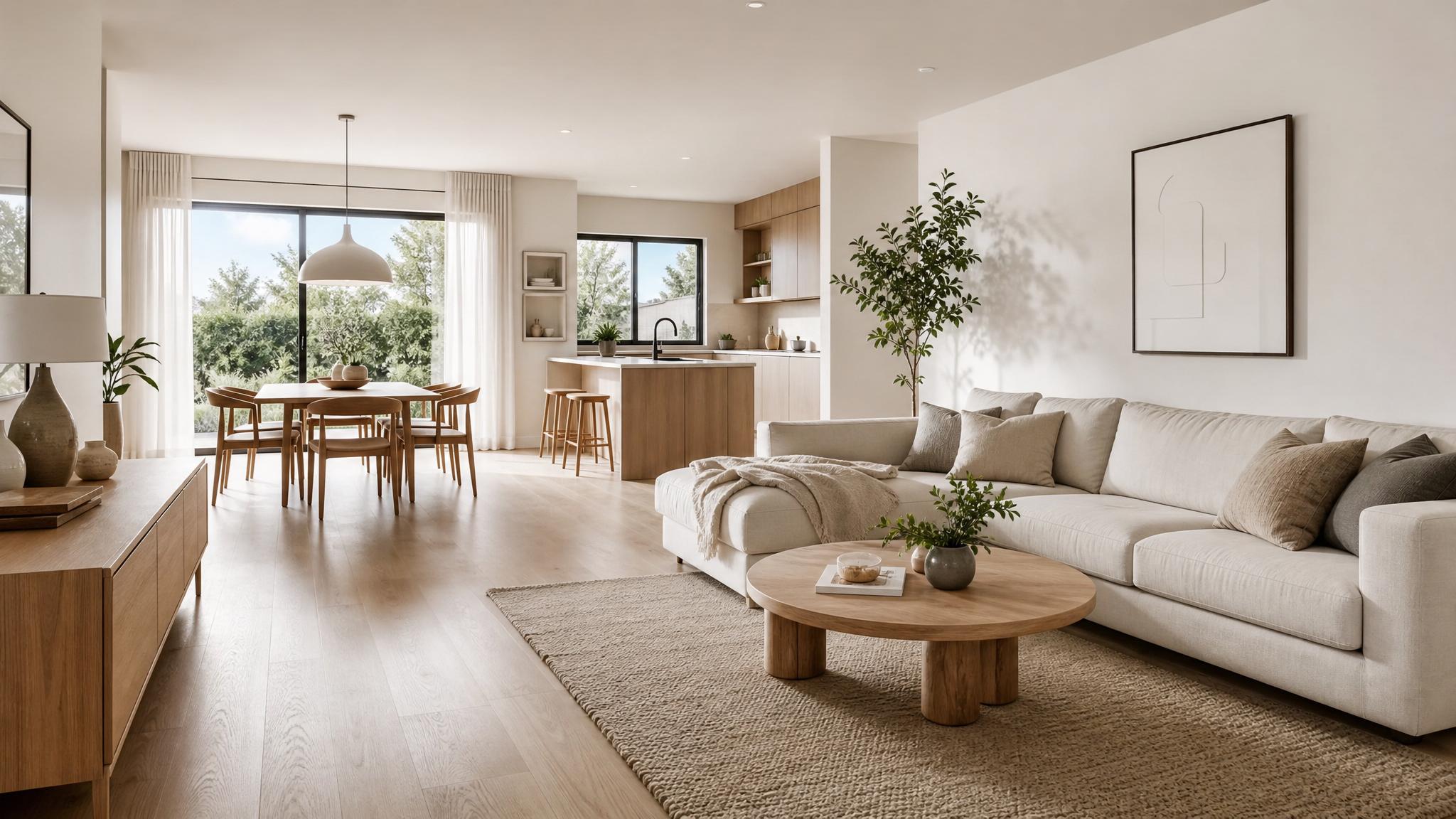 Scandinavian living room with open-plan layout