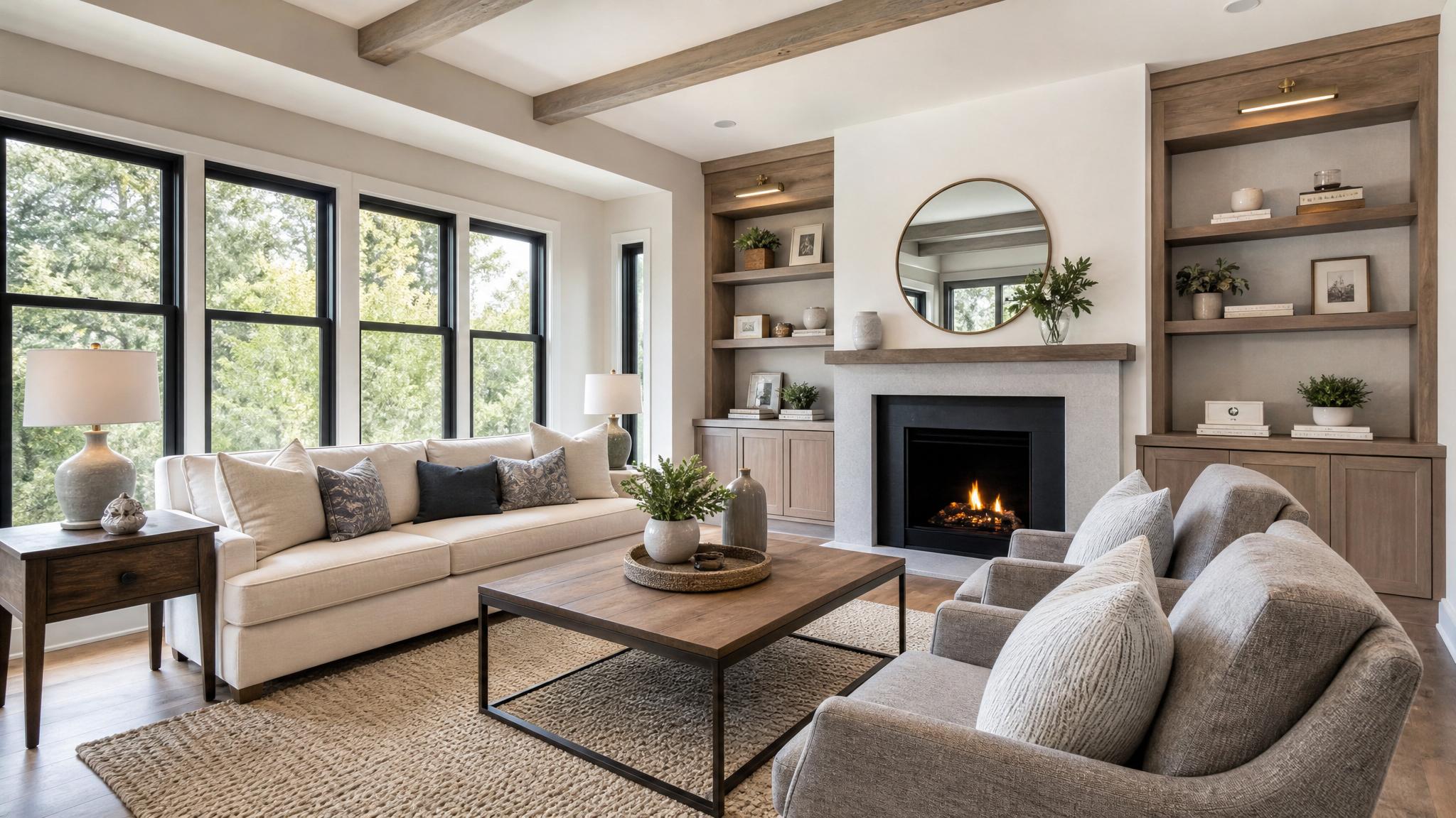 Image of a well-lit, staged living room