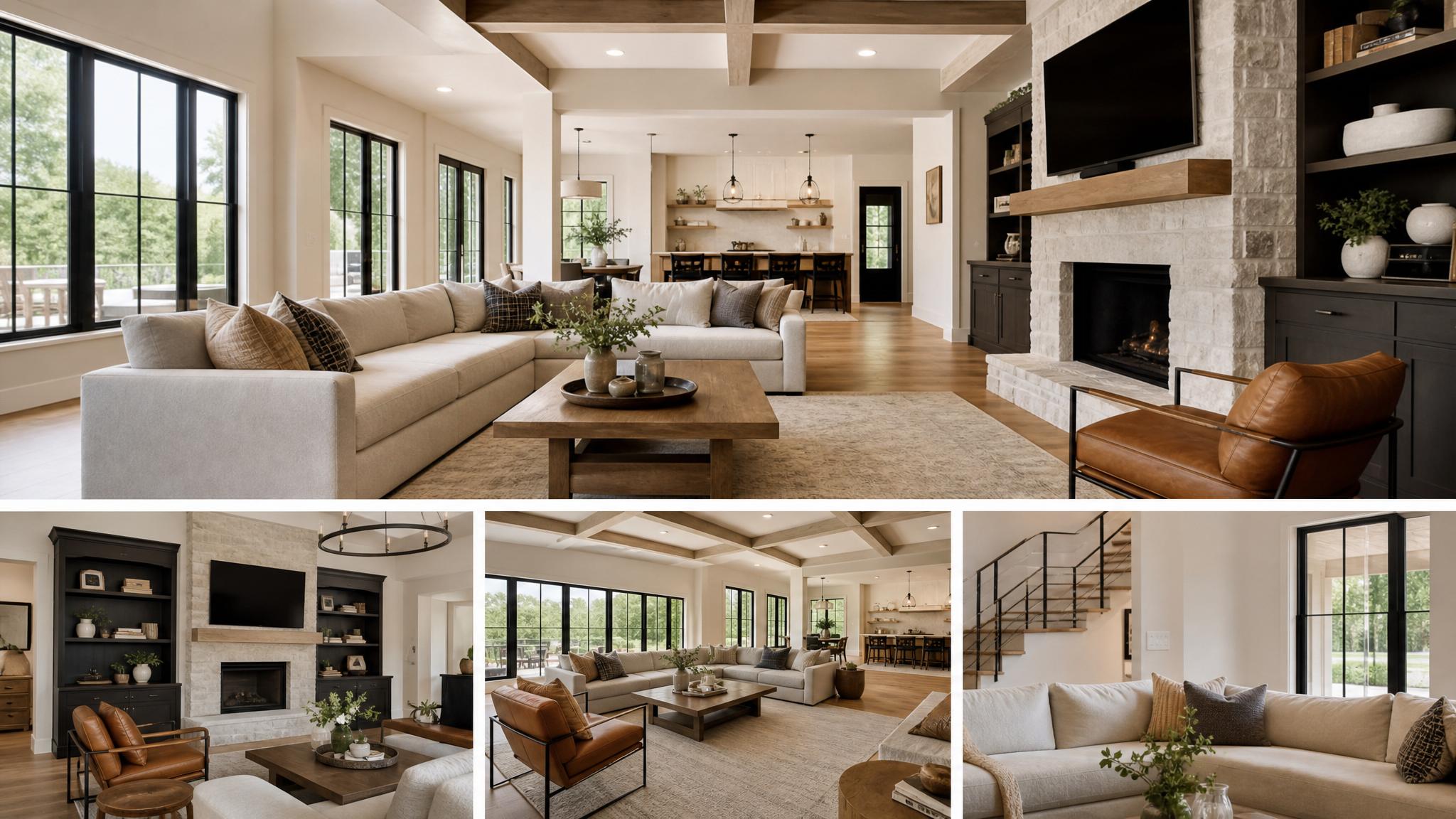 Image displaying different angles of a living room