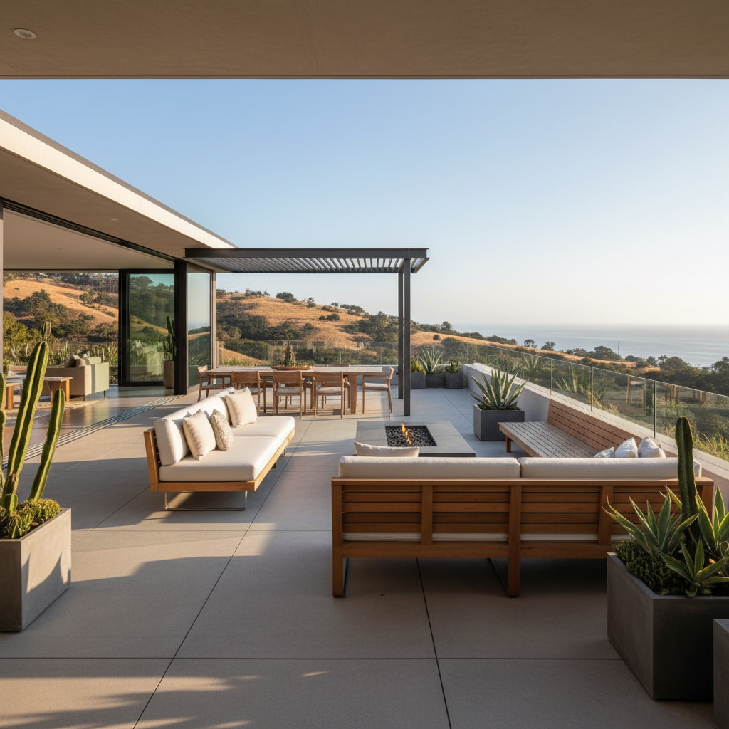 Image of a California modern terrace with sleek design elements.
