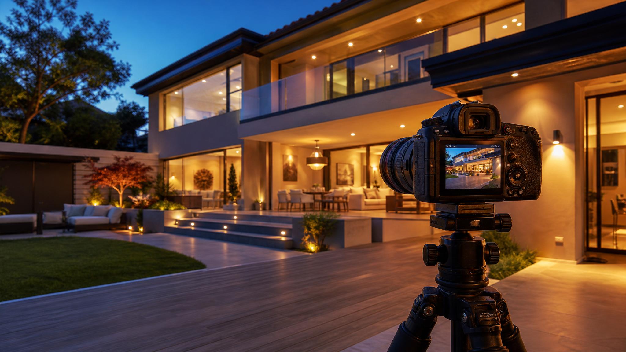 Camera setup showing settings for evening photography.