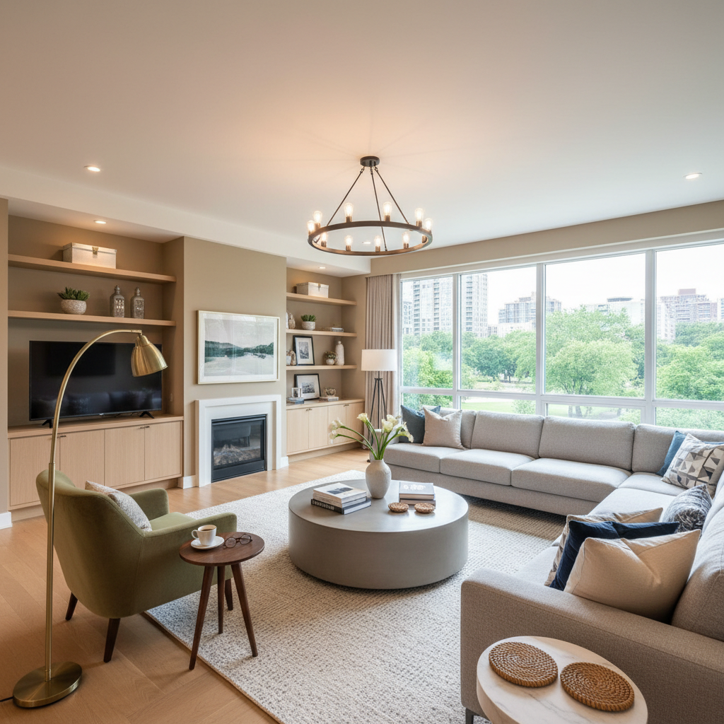Living room staged for a real estate listing