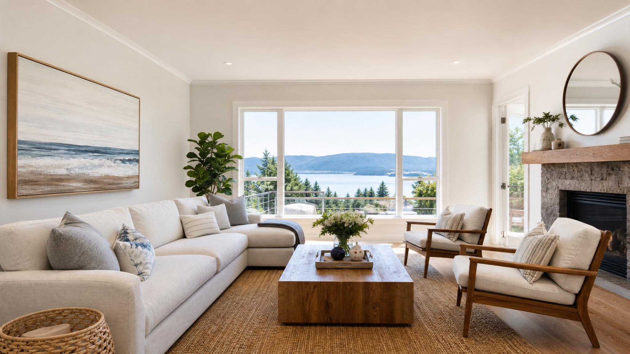 A well-lit living room filled with natural light