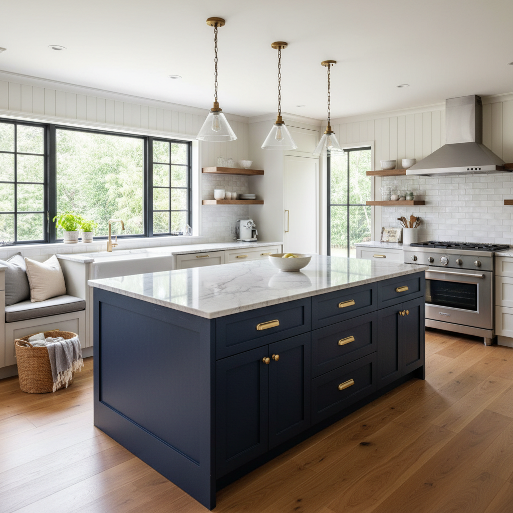 AI generated transitional kitchen design prompt example