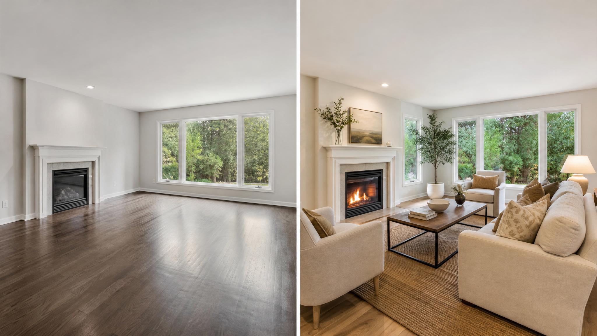 Before and after images showing the impact of effective staging.