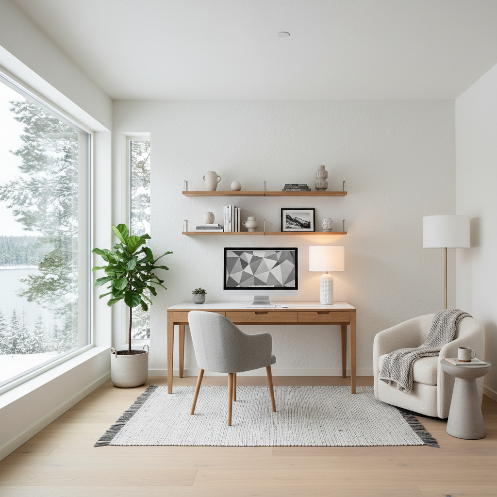 An AI-generated Nordic home office layout.