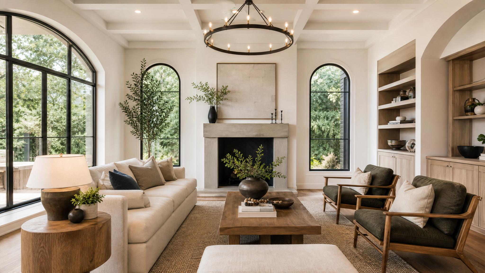 Beautifully staged living room with modern decor