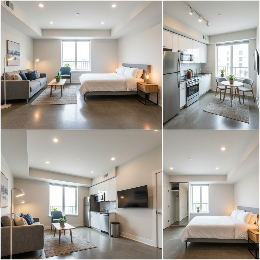 Image of multiple angled shots of a studio