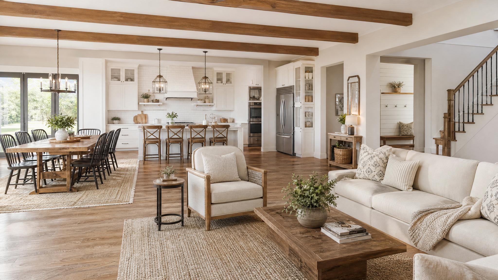 Open layout example for farmhouse style