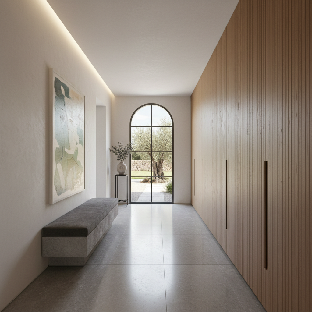 Visualization of an AI-generated Italian modern hallway.