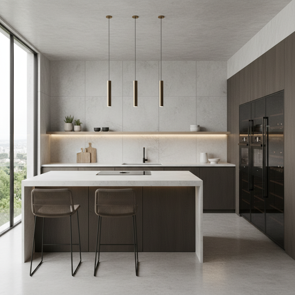 Image of a contemporary kitchen design created using AI.