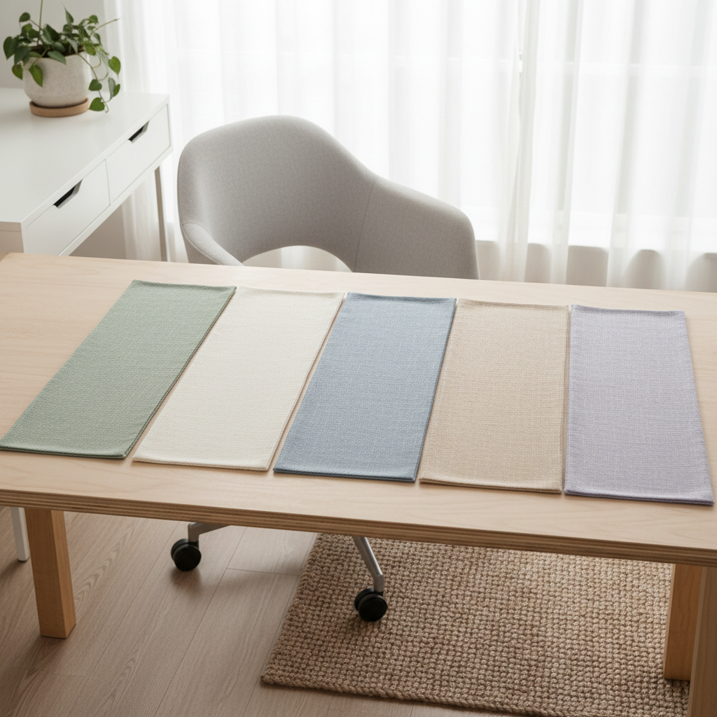 A color palette showcasing calming hues for a home office.