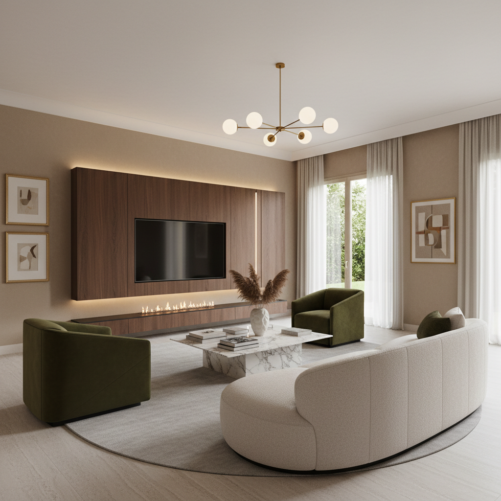 Image showcasing an AI-generated modern Italian living room design.