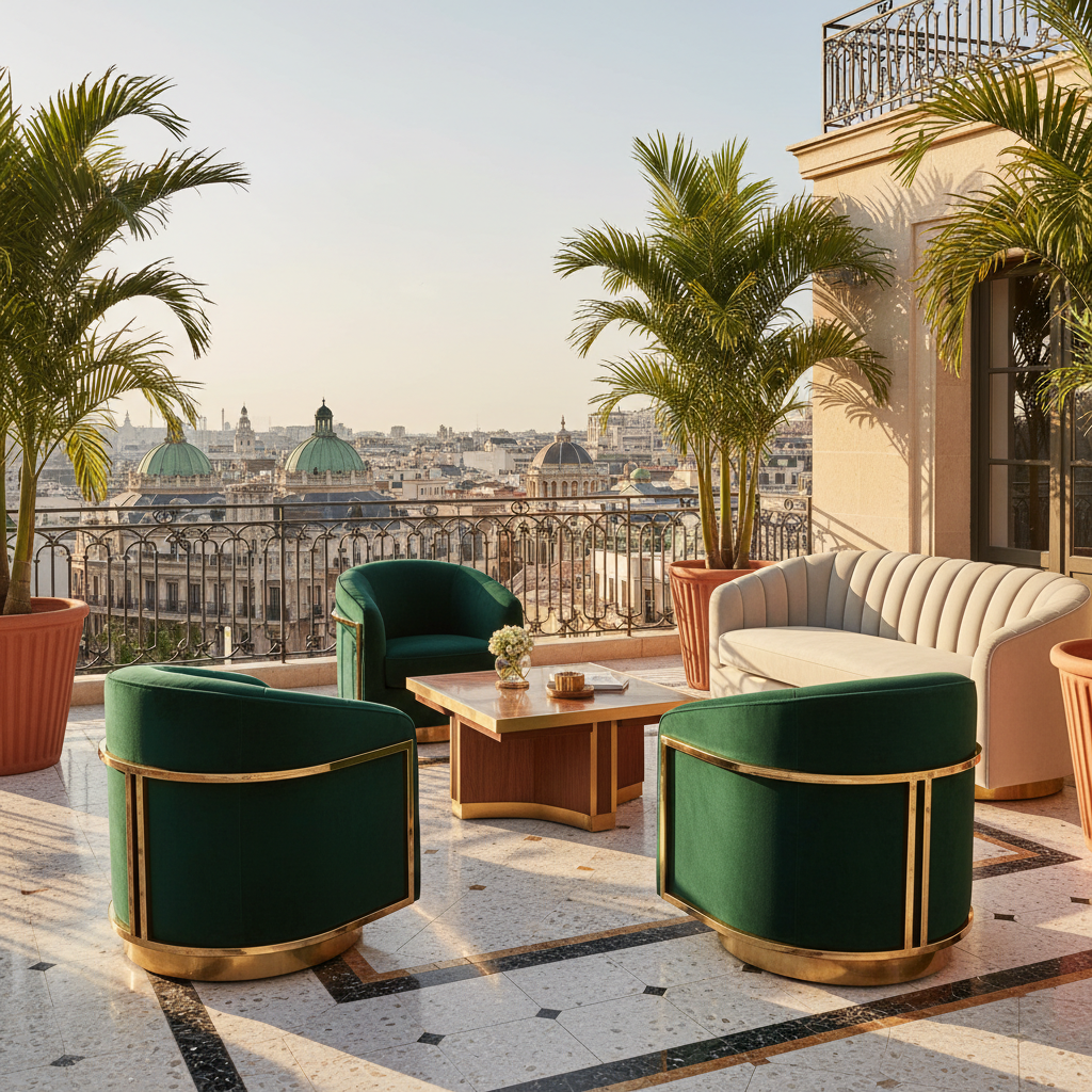 Elegant Art Deco furniture in a terrace setting