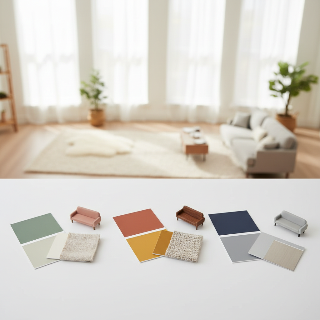 Image of color palettes suitable for small living rooms