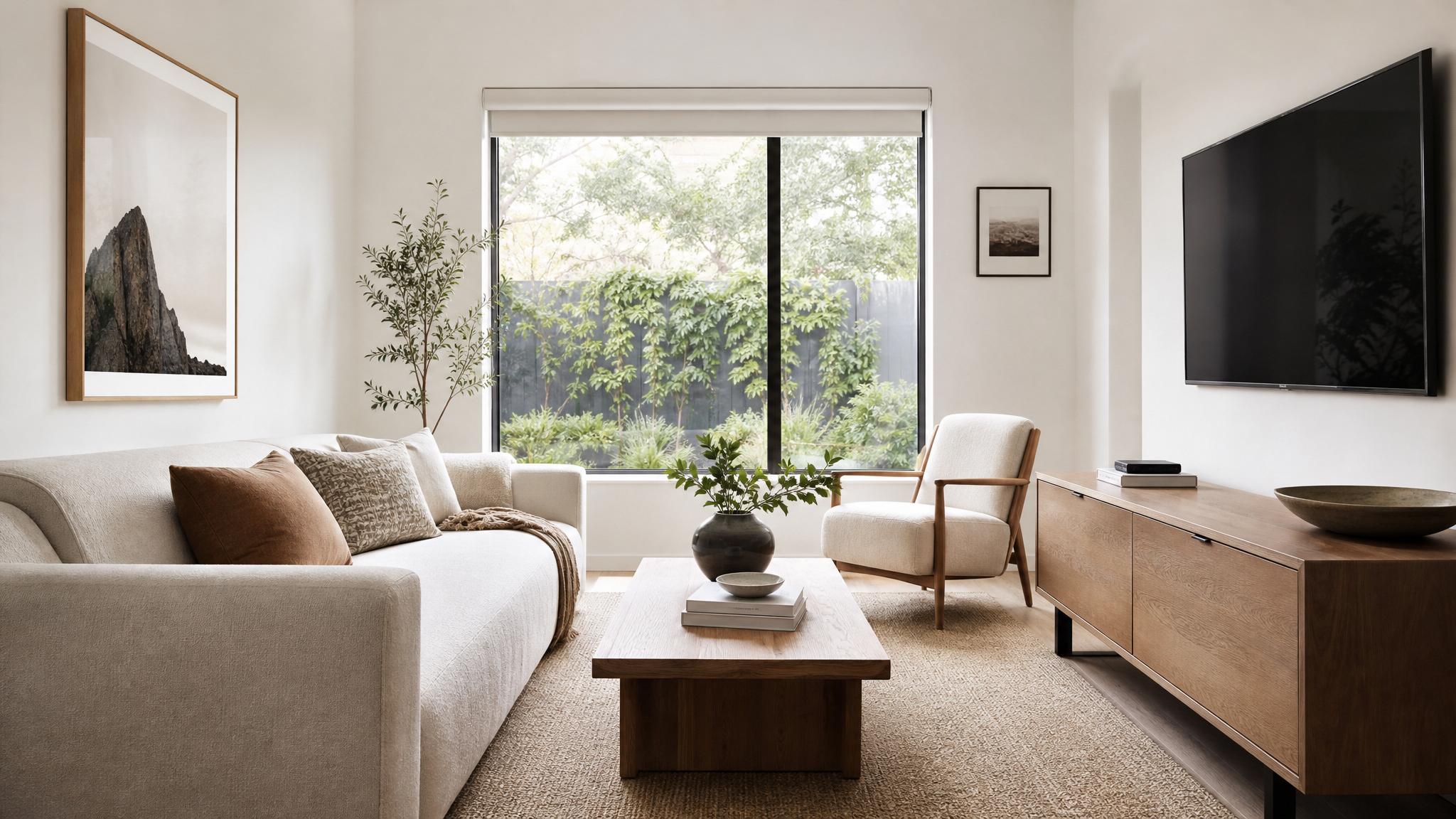 Minimalist decor in a small living room