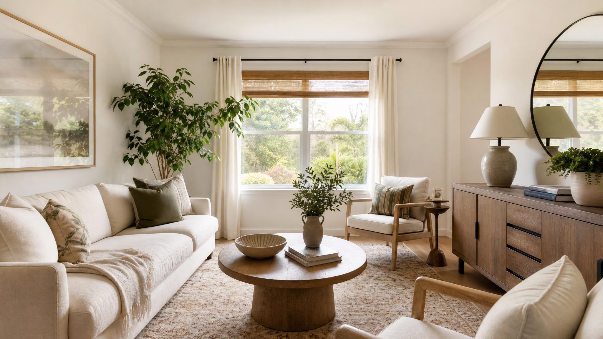 Beautifully staged small living room