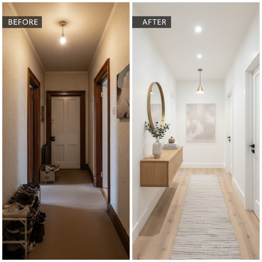 before and after hallway transformation examples