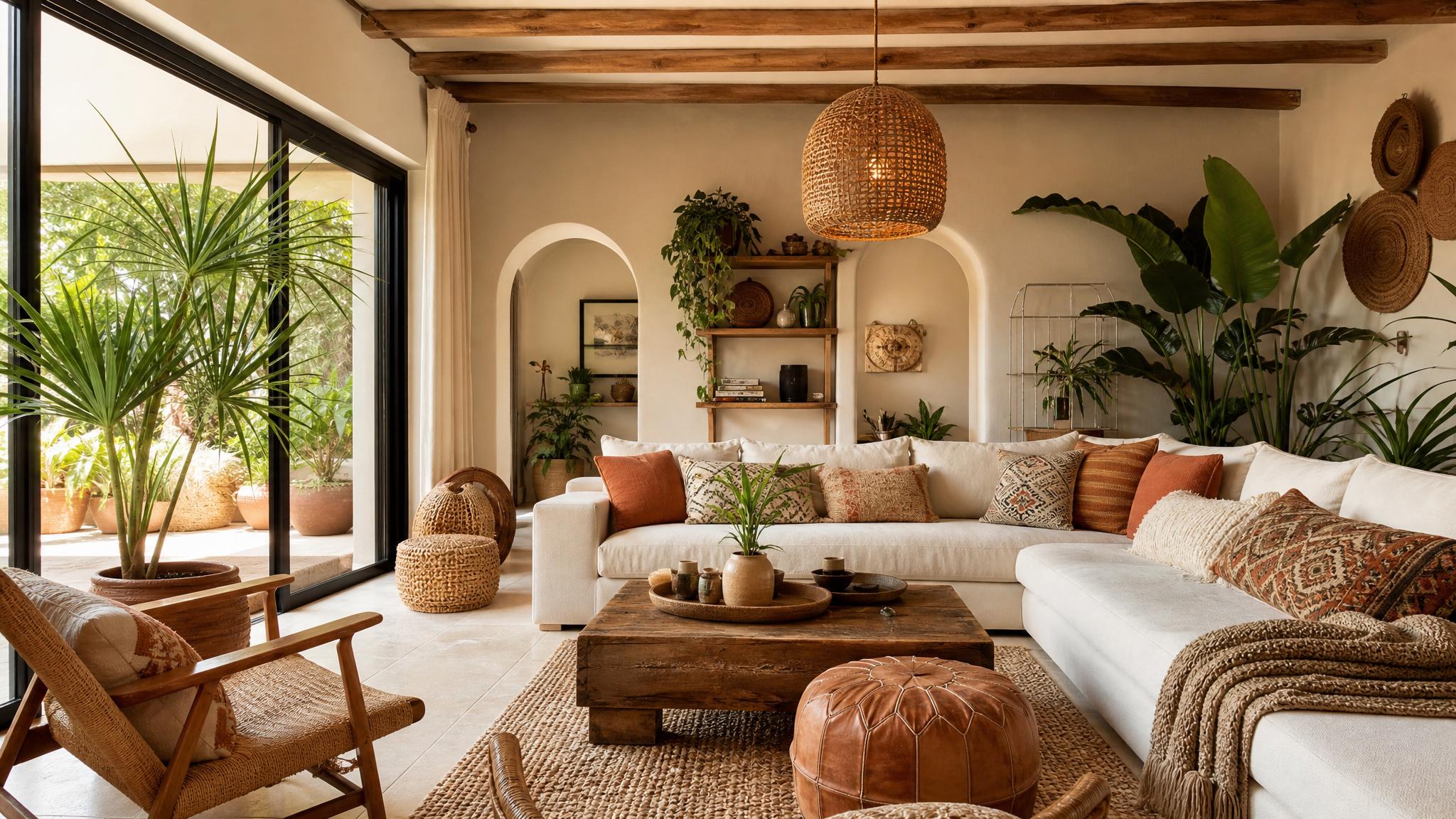 Colors and materials that evoke a bohemian style