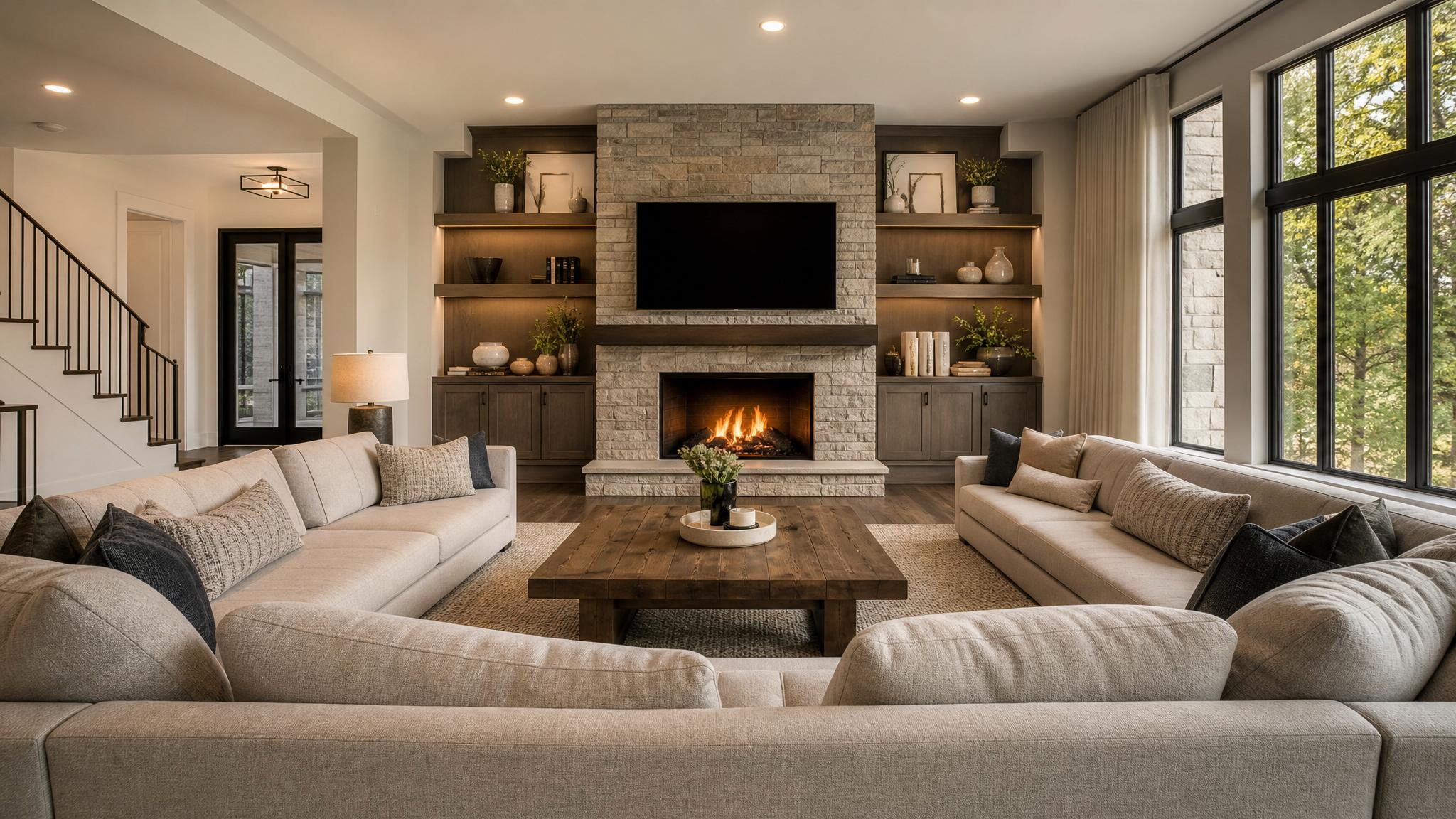 Image of a U-shaped living room layout.