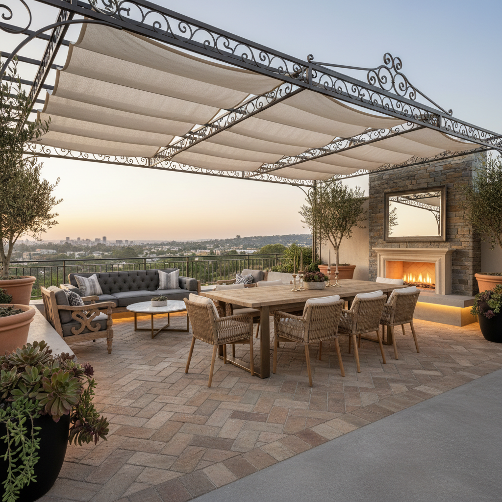 A beautifully designed transitional terrace showcasing both modern and traditional elements.