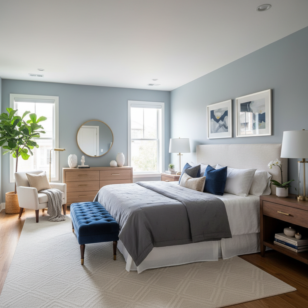 Example of a beautifully staged master bedroom