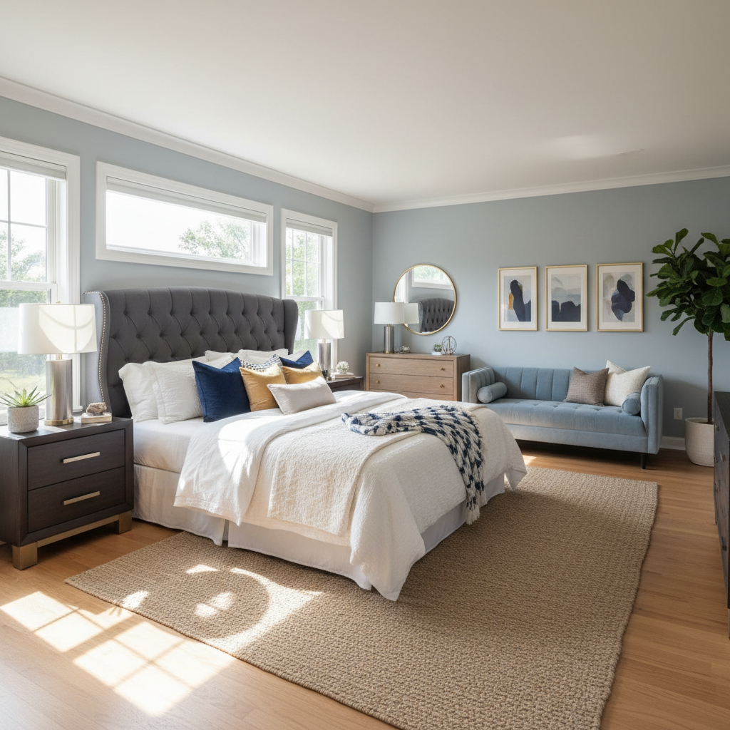 Example of virtual staging in a master bedroom
