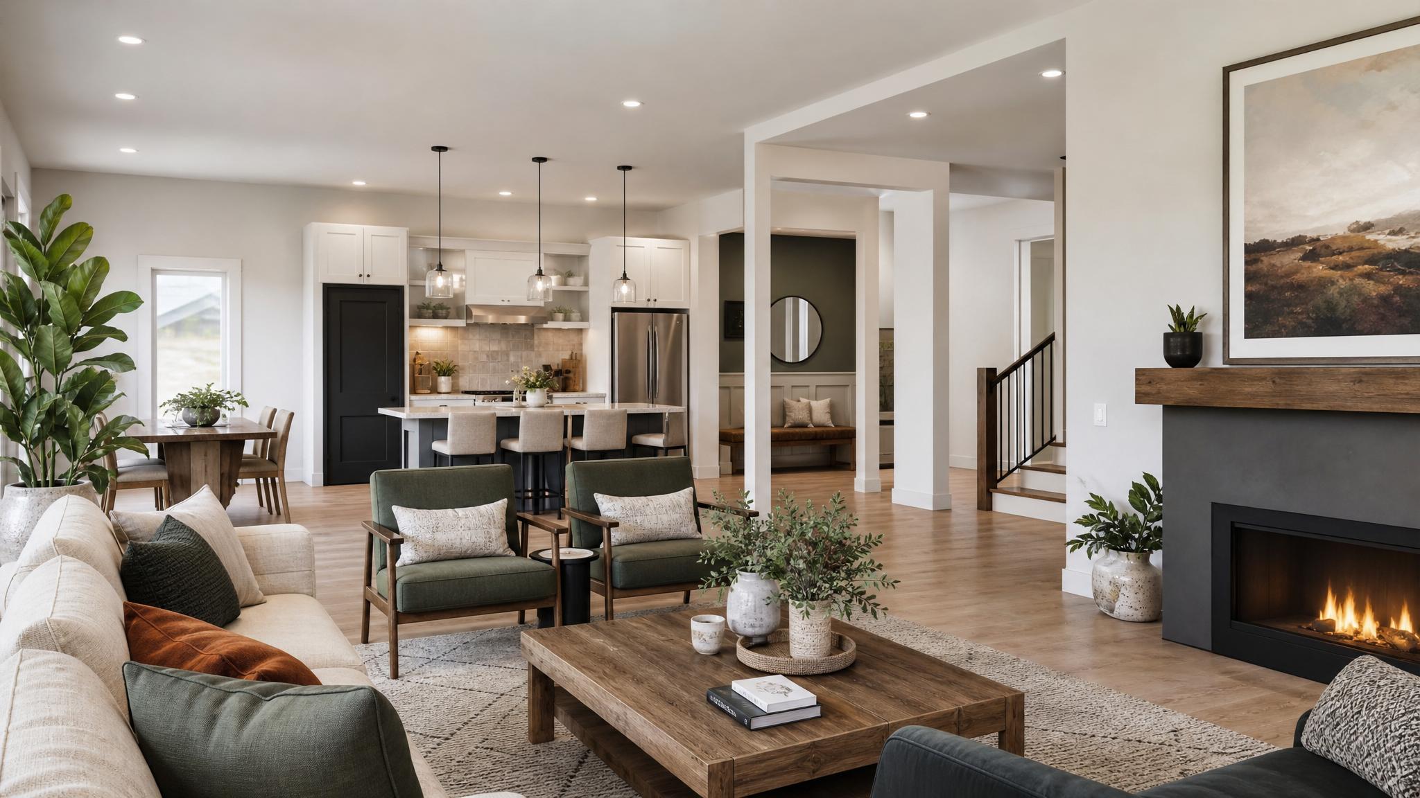 Image of color palettes suitable for open-plan living rooms