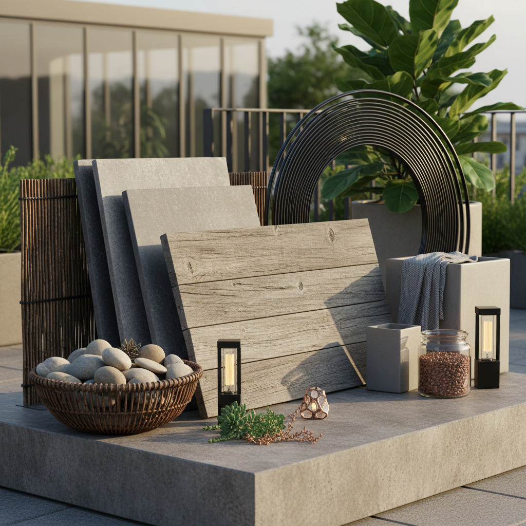 Image depicting materials used in urban terrace design.