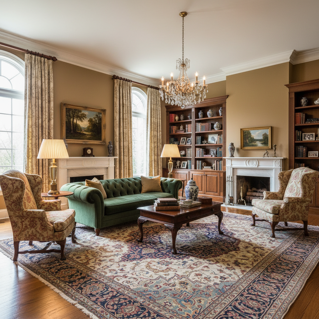 Traditional living room example showcasing classic furniture and design elements.