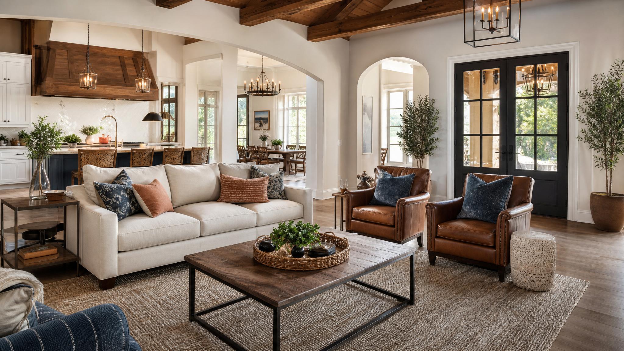 Beautiful traditional open-plan living room design