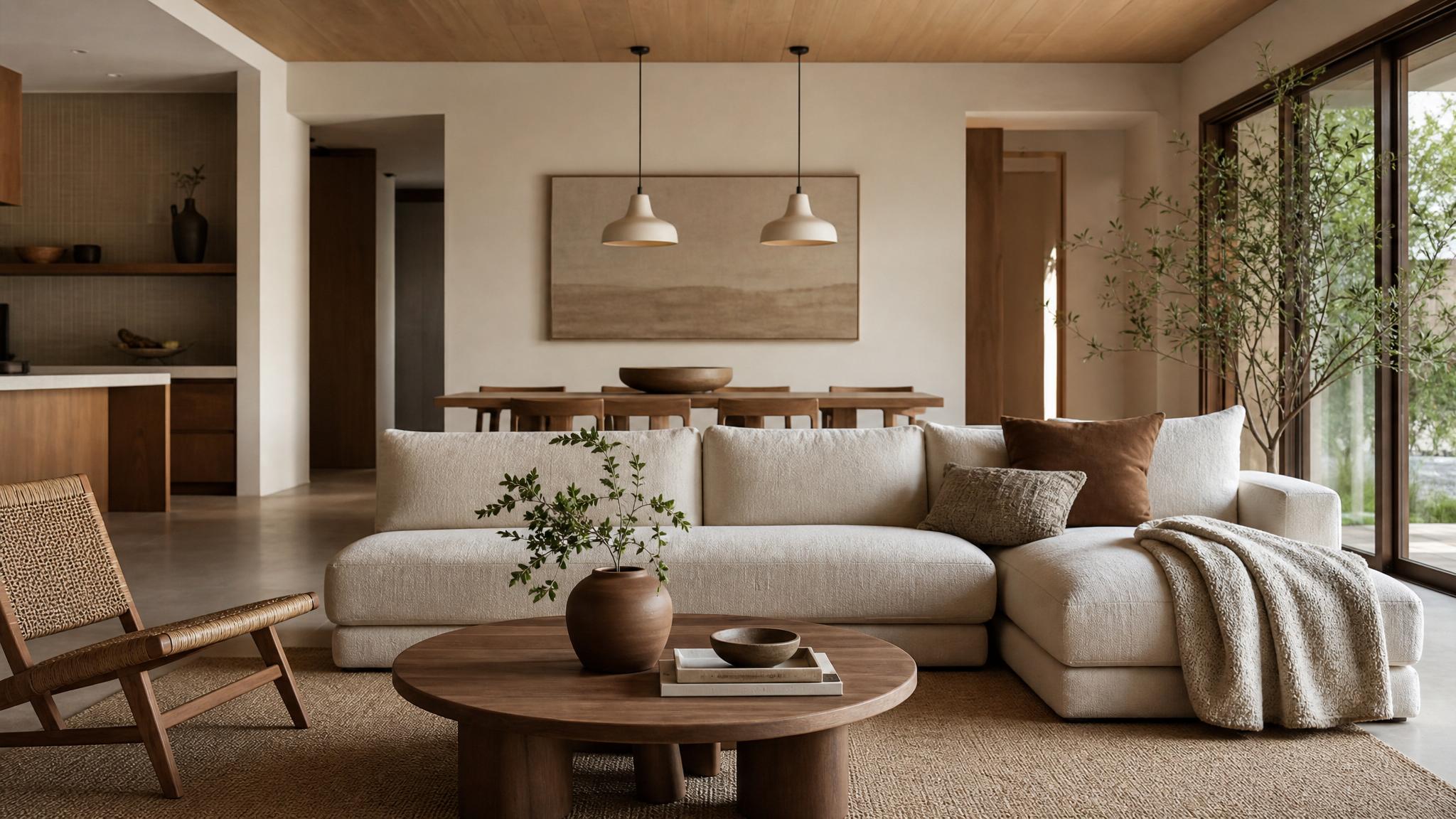 Show example of a Japandi color palette with neutral tones and earthy accents.