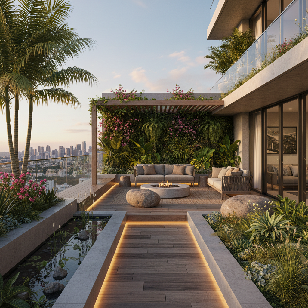 Example of AI-generated biophilic terrace designs.