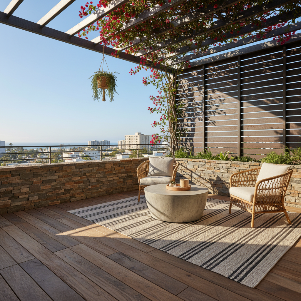 Image of textured elements in balcony design.