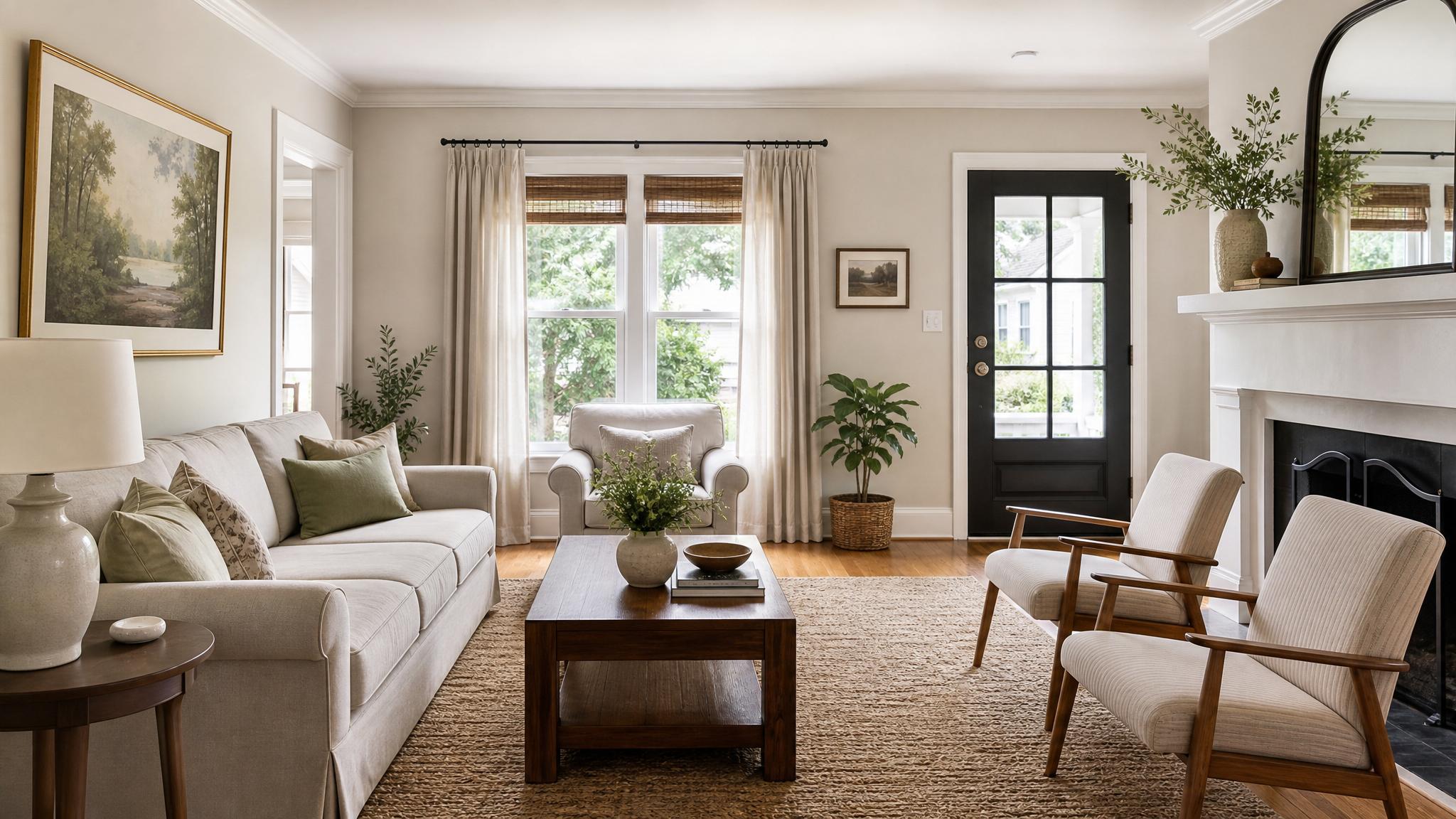Example of a small living room with traditional layout