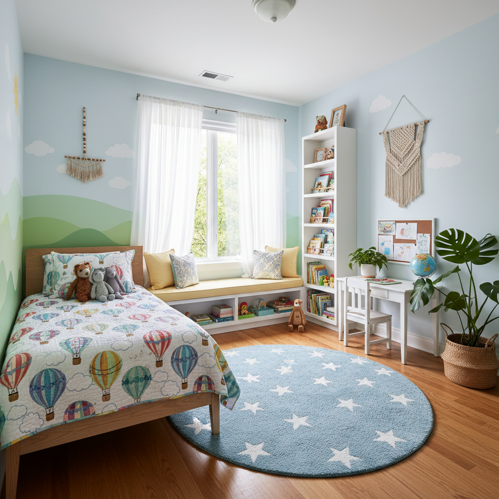 Image showing a bright kids bedroom with plenty of natural light.
