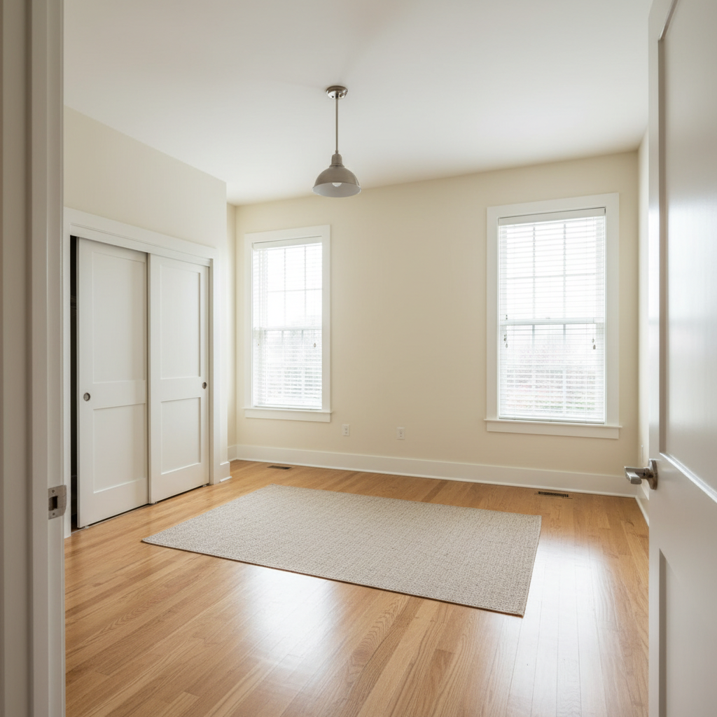 Before image of an empty bedroom space
