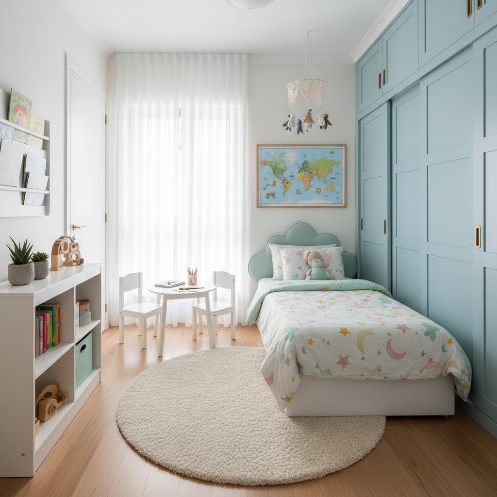 Show a well-decorated kids bedroom
