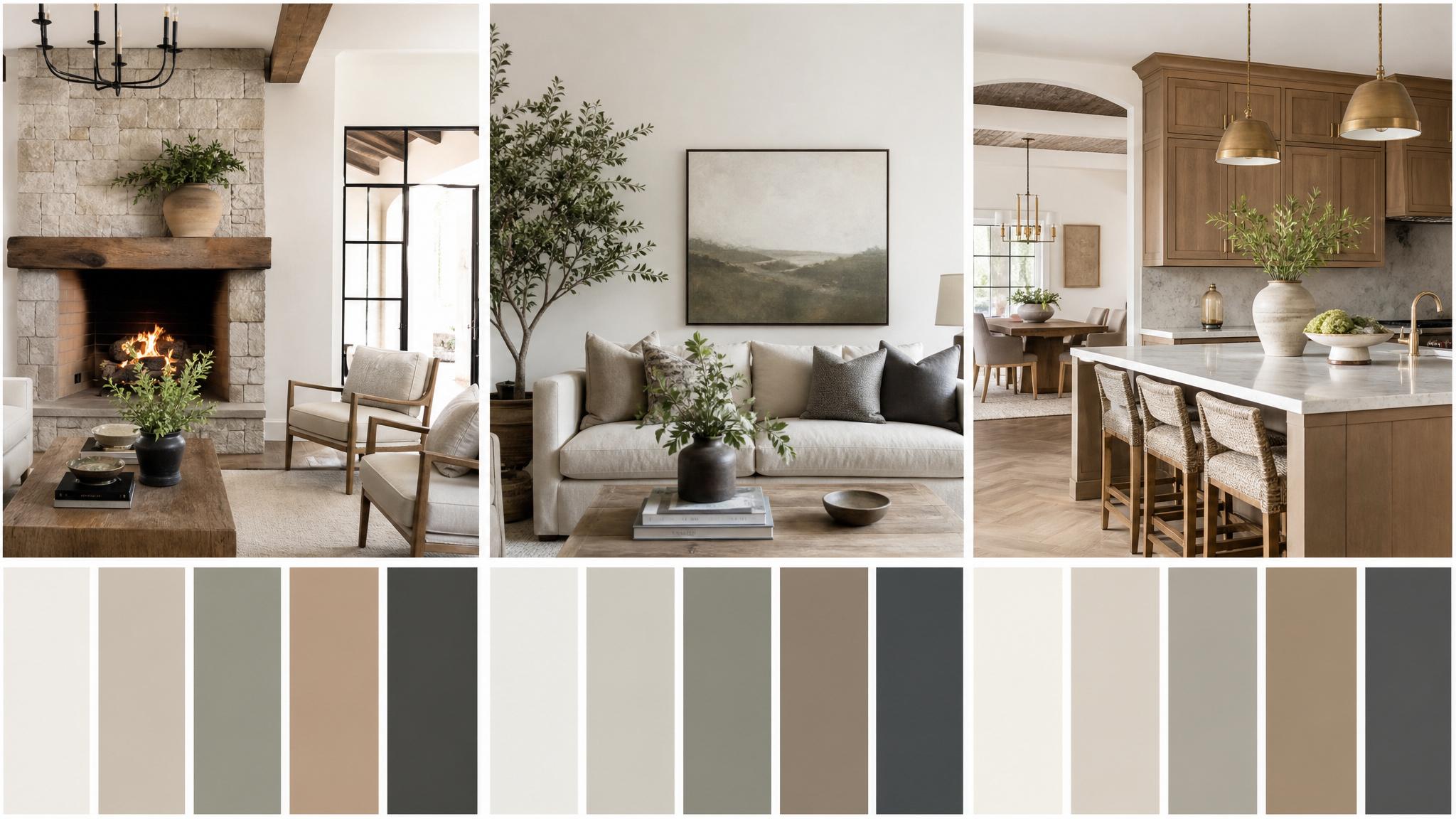 Color swatches of transitional neutral palette combinations