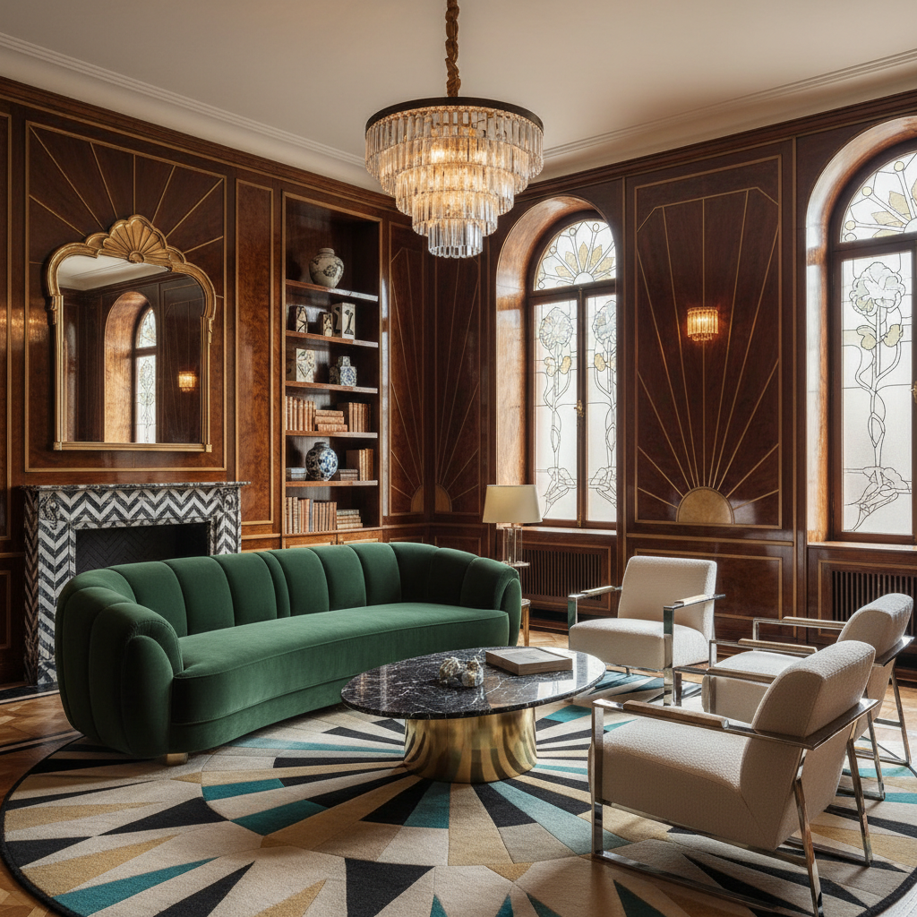 Art Deco style materials and colors